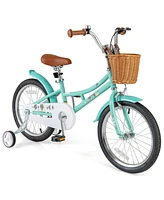 16/18 Inch Kids Bike with Training Wheels, 2 Brake System, and Adjustable Seat for Ages 4-8
