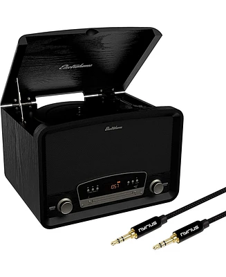 Electrohome Kingston 7-in-1 Vintage Vinyl Record Player Stereo System with 3-Speed Turntable, Bluetooth, Am/Fm Radio, Cd, Aux In