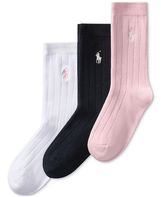 Polo Ralph Lauren Toddler & Little Girls 3-Pk. Rib Solid Crew Socks
