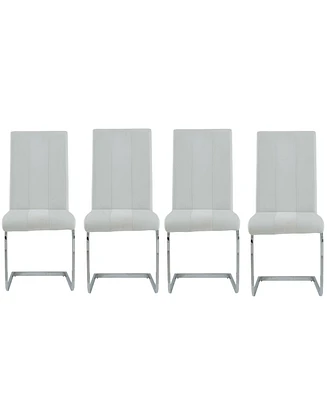Upholstered Faux Leather Side Dining Chairs Set of 4 for Everyday Dining Comfort