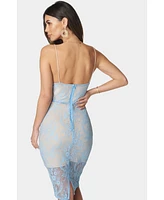 Bebe Women's Lace Overlay Midi Dress