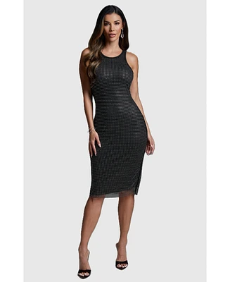 Bebe Women's Crystal Mesh Tank Dress