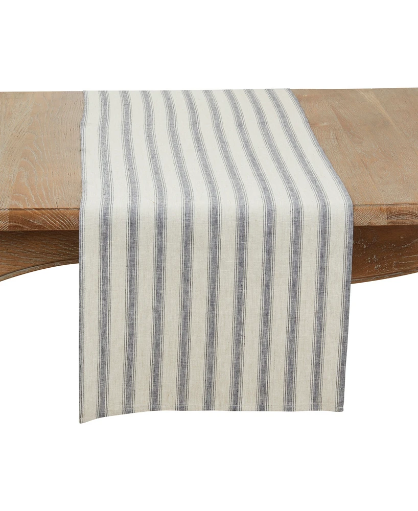 Saro Lifestyle Classic Striped Pure Linen Table Runner, 16" x 72"