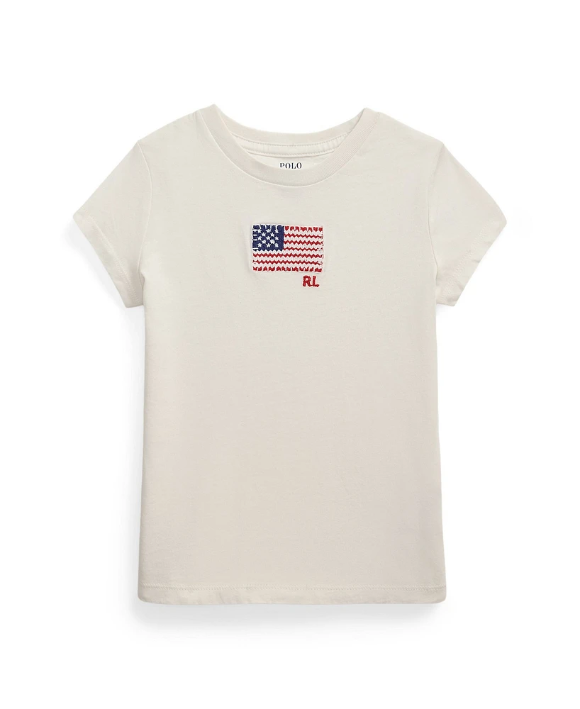 Polo Ralph Lauren Toddler and Little Girls Flag-Applique Jersey T-Shirt