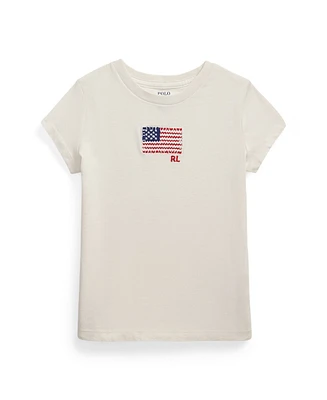 Polo Ralph Lauren Toddler and Little Girls Flag-Applique Jersey T-Shirt