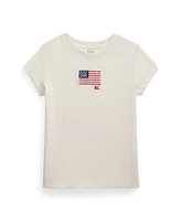 Polo Ralph Lauren Toddler and Little Girls Flag-Applique Jersey T-Shirt