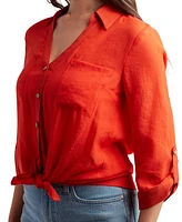Bcx Juniors' Gauzy Textured Collared Shirt