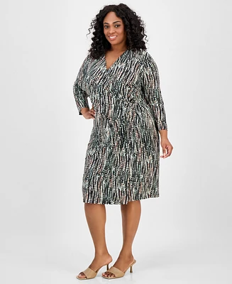 Kasper Plus Printed Wrap-Style Dress