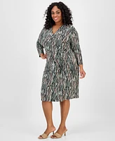Kasper Plus Printed Wrap-Style Dress