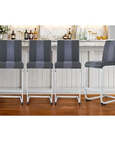 Set of Four Metal Low Back Counter Height Bar Chairs