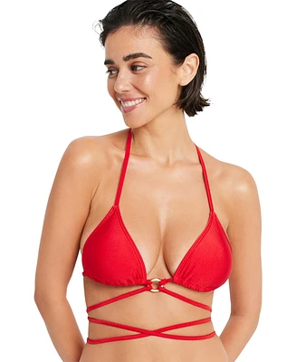 Lscn by Lascana Women's Shimmer Strappy Triangle Bikini Swimsuit Top