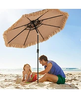 Gymax 8.8 Ft Hawaiian Style Umbrella Thatched Tiki Umbrella w/8 Ribs Sun-proof Fabric