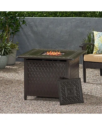 Convertible Aluminum Fire Pit Table with Built-in Propane Tank Space (32.25"W x 32.25"D