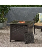 Convertible Aluminum Fire Pit Table with Built-in Propane Tank Space (32.25"W x 32.25"D