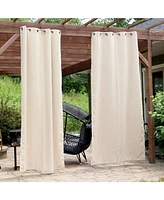 52 x 107.5-Inch Outdoor Room-Darkening Curtains with Grommet Top - Includes Tieback - Beige - Set of 2