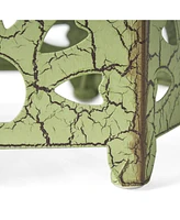 Sunburst Iron End Table Set - Crackle Teal, Blue, or Green