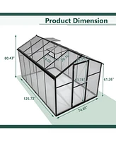 6x10 Polycarbonate Greenhouse Kit with Aluminum Frame and Adjustable Roof Vent