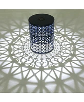Solar Powered Side Table with Unique Light Patterns for Indoor and Outdoor Ambiance
