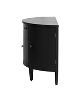 Curved Wood Storage Cabinet with Adjustable Shelves