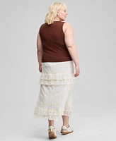 Now This Trendy Plus Size Button Front Tank Top Lace Ruffle Trim Maxi Skirt Exclusively At Macys