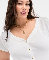 On 34th Trendy Plus Snap-Front T-Shirt, Exclusively at Macy's