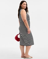 On 34th Trendy Plus Striped Knot-Front Knit Midi Dress