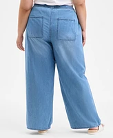 On 34th Trendy Plus Pull-On Utility Wide-Leg Jeans, Exclusively at Macy's