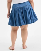 On 34th Trendy Plus Denim Bubble-Hem Mini Skirt, Exclusively at Macy's