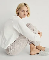 Mango Women's Two-Piece Cotton Stripe-Print Pajama