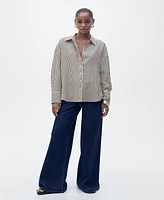 Mango Women's Striped Textured Shirt