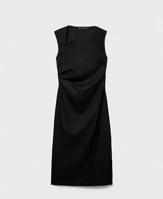 Mango Women's Asymmetrical Linen Dress