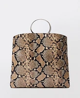 Mango Women's Animal-Print Leather Bag