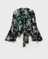Mango Women's Floral-Print Turtleneck Blouse