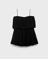 Mango Women's Short Balloon-Effect Gathered Dress