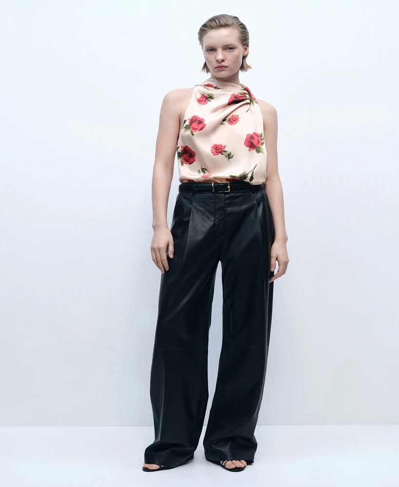 Mango Women's Floral Satin Blouse