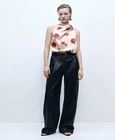 Mango Women's Floral Satin Blouse