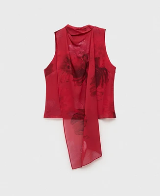 Mango Women's Scarf Floral Blouse