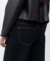 Mango Women's Seam Detail Wide Leg Cropped Jeans