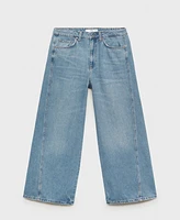 Mango Women's Wide Leg Mid-Rise Jeans