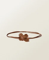 Mango Women's Flower Detail Thin Leather Belt