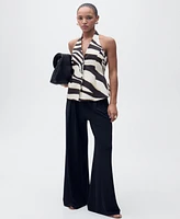 Mango Women's Zebra-Print Linen-Blend Vest