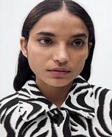 Mango Women's Buttons Detail Zebra-Print Jacket