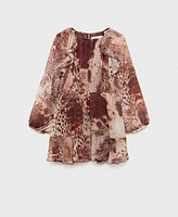Mango Women's Printed Ruffles Short Dress