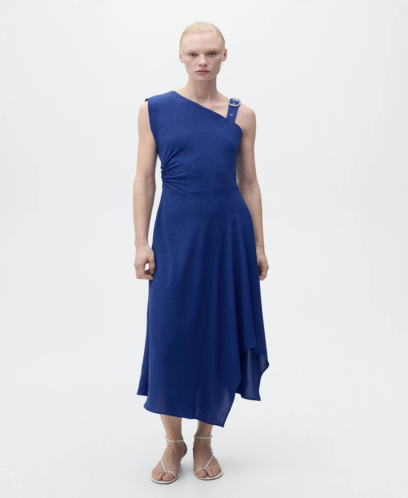 Mango Women's Asymmetrical Buckle Strap Dress
