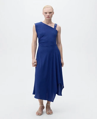 Mango Women's Asymmetrical Buckle Strap Dress