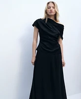 Mango Women's Short-Sleeved Draped Blouse