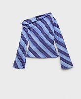 Mango Women's Asymmetrical Striped Blouse
