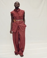 Mango Women's Wide Leg Wrinkled Suit Pants