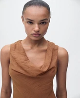Mango Women's Draped Neck Lyocell Dress