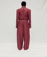 Mango Women's Wide Leg Linen-Blend Suit Pants